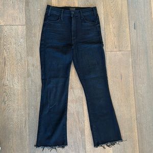 Mother jeans hustler fray bottom high waisted sz 29 deep denim wash, ankle